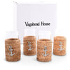 Anchor Drinking Glass Covered with Hand Woven Wicker Rattan - Set of 4