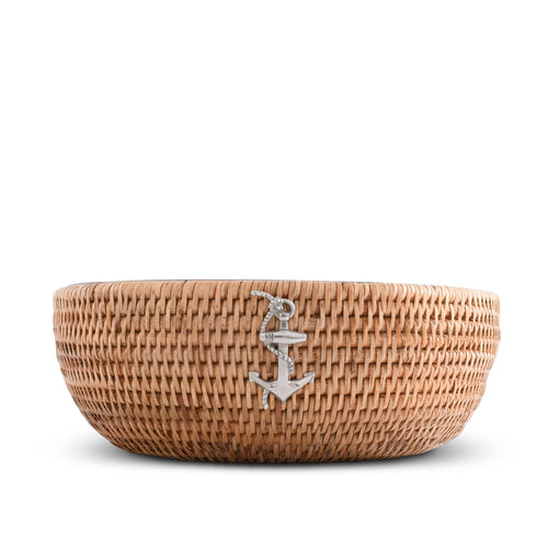 Anchor Hand Woven Wicker Natural Rattan Serving Bowl