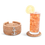 Anchor Hand Woven Wicker Rattan Coaster Set - 6 Coasters