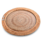 Anchor Round Serving Tray Hand Woven Wicker Rattan - Glass Insert