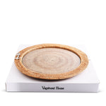 Anchor Round Serving Tray Hand Woven Wicker Rattan - Glass Insert