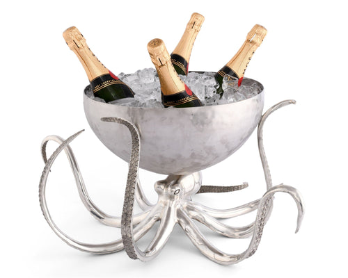 Octopus Pewter Steel Ice Tub Punchbowl