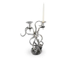 Two Taper Pewter Octopus Candelabrum