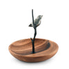Bronze Song Bird Wood Tidbit Server Bowl