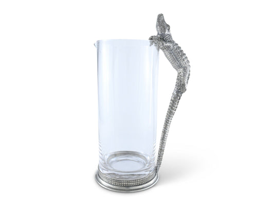 Glass Pitcher Pewter Alligator Handle