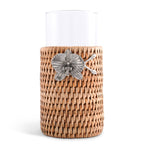 Orchid Drinking Glass Covered with Hand Woven Wicker Rattan - Set of 4