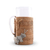 Orchid Glass Pitcher Hand Woven Wicker Natural Rattan Cover
