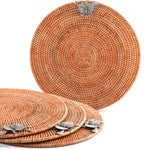 Orchid Placemat Hand Woven Wicker Rattan Round - Set of 4
