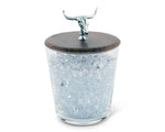 Hand Blown Glass Ice Bucket with Cow Skull Knob