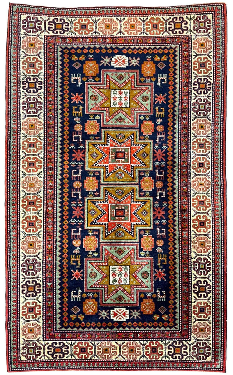 Vintage Hand-knotted Yerevan Armenian Kazak Rug 4 x 7