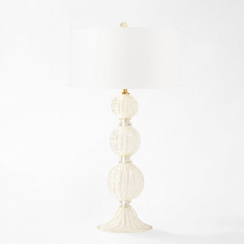 White and gold Murano glass table lamp.