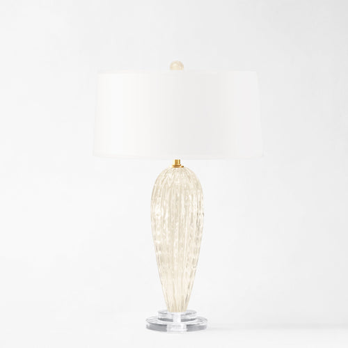 White and gold Murano glass table lamp.