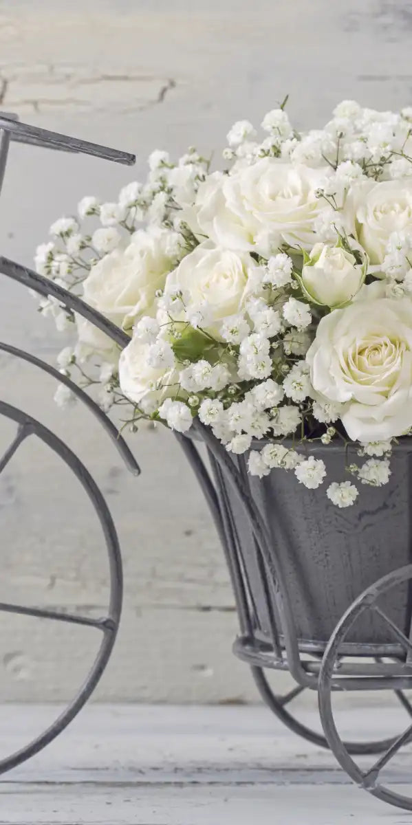 White Rose Bouquet Wall Art