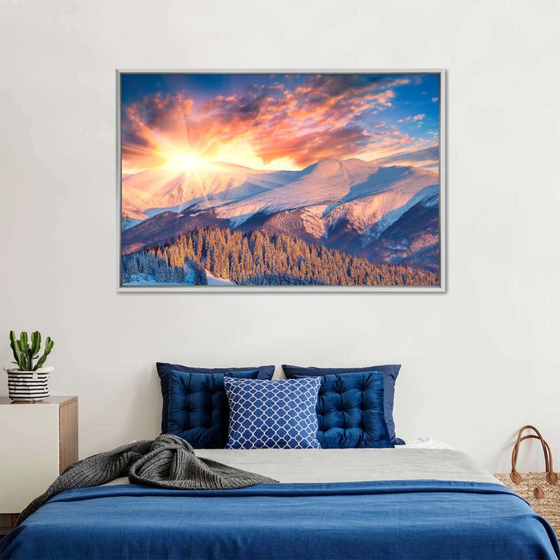 Snowy Mountain Sunrise Wall Art