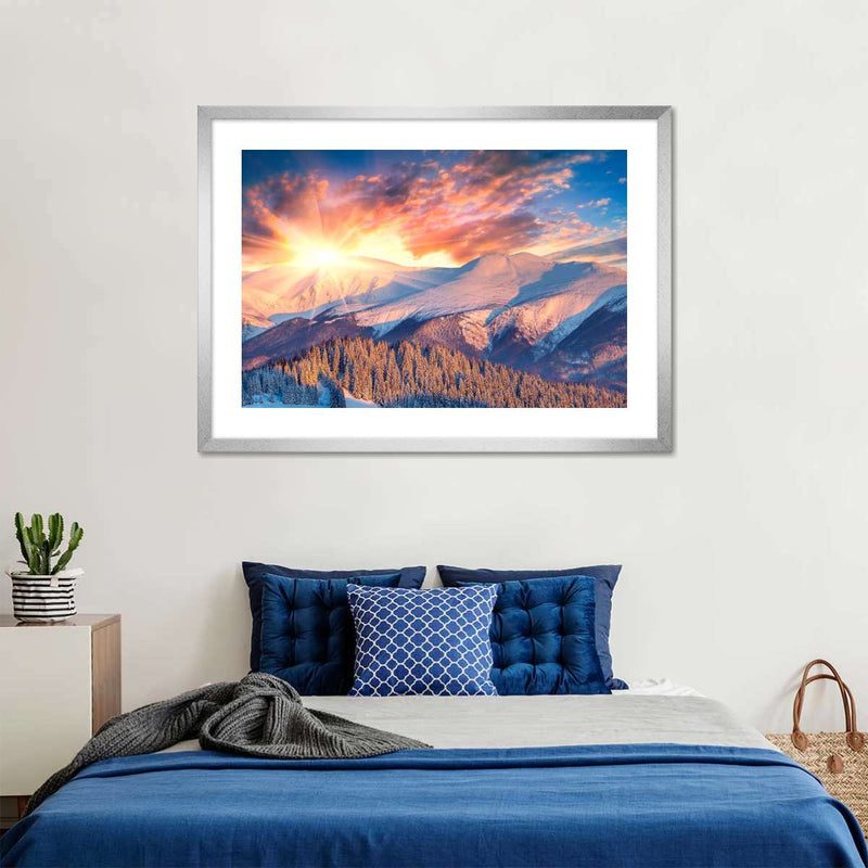 Snowy Mountain Sunrise Wall Art