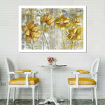 Large Golden Flowers Wall Art