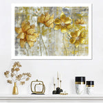 Large Golden Flowers Wall Art