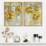 Large Golden Flowers Wall Art