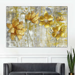 Large Golden Flowers Wall Art