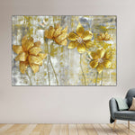 Large Golden Flowers Wall Art