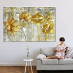Large Golden Flowers Wall Art