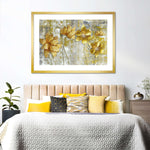 Large Golden Flowers Wall Art