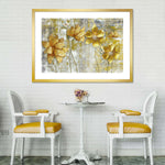 Large Golden Flowers Wall Art