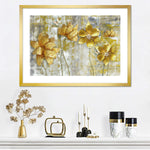 Large Golden Flowers Wall Art