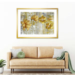 Large Golden Flowers Wall Art