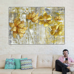 Large Golden Flowers Wall Art