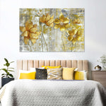 Large Golden Flowers Wall Art