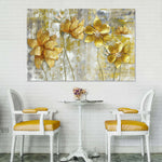 Large Golden Flowers Wall Art
