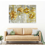 Large Golden Flowers Wall Art
