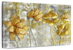 Large Golden Flowers Wall Art