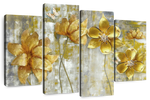 Large Golden Flowers Wall Art