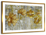 Large Golden Flowers Wall Art