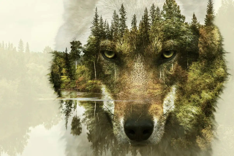 Wolf Head Silhouette Wall Art