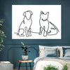 One Line Dog And Cat Wall Art