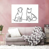 One Line Dog And Cat Wall Art