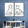 One Line Dog And Cat Wall Art