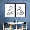 One Line Dog And Cat Wall Art