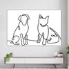 One Line Dog And Cat Wall Art
