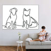 One Line Dog And Cat Wall Art