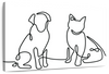 One Line Dog And Cat Wall Art