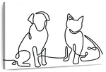 One Line Dog And Cat Wall Art