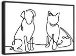 One Line Dog And Cat Wall Art