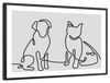 One Line Dog And Cat Wall Art