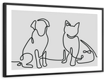 One Line Dog And Cat Wall Art