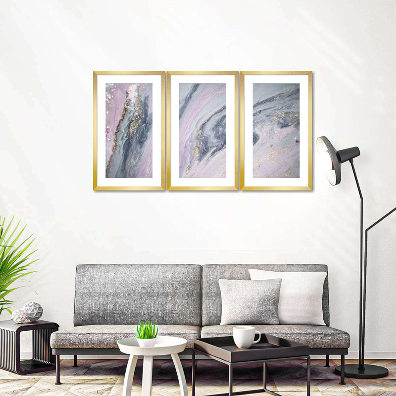 Pink And Grey Abstract Wall Art