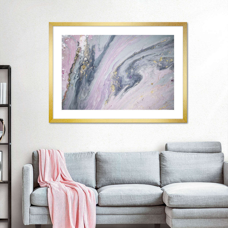 Pink And Grey Abstract Wall Art
